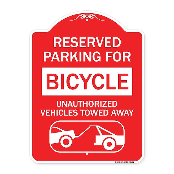 Reserved Parking for Bicycle Unauthorized Vehicles Towed Away With Tow Away Graphic, RW-1824-23131